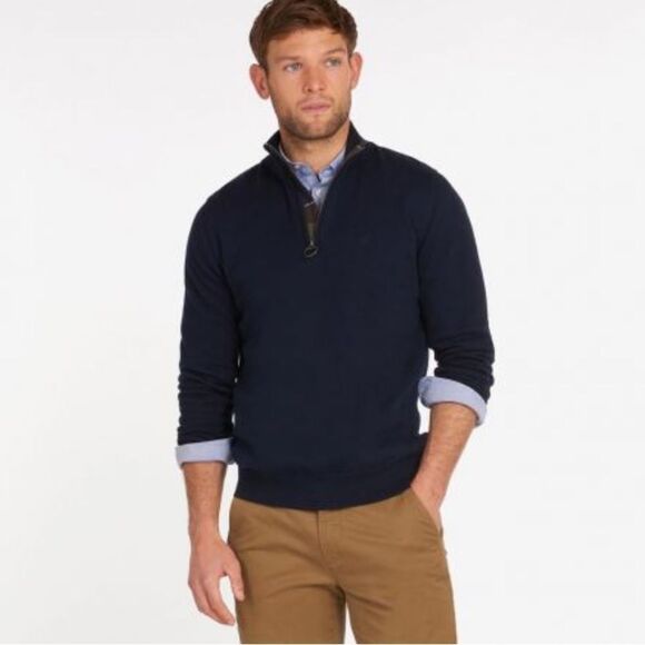 Barbour Other - Barbour Cotton Half Zip Sweater Half Zip Navy Sz L NWT